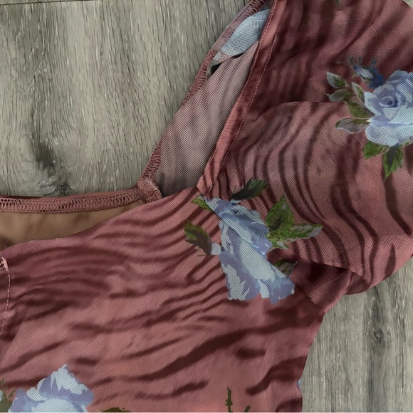 ASOS Pink and Blue Floral Midi Dress - Picture 6 of 8